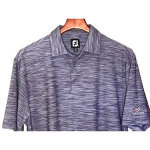FJ FOOTJOY PURPLE & GRAY LTW GOLF POLO SHIRT M "THE AUSSIE" ON SLEEVE